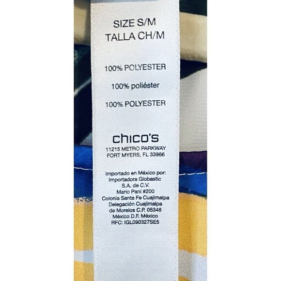 Chicos Top Womens Small Multicolor Abstract Floral Cold Shoulder Artsy Boho - Picture 6 of 8